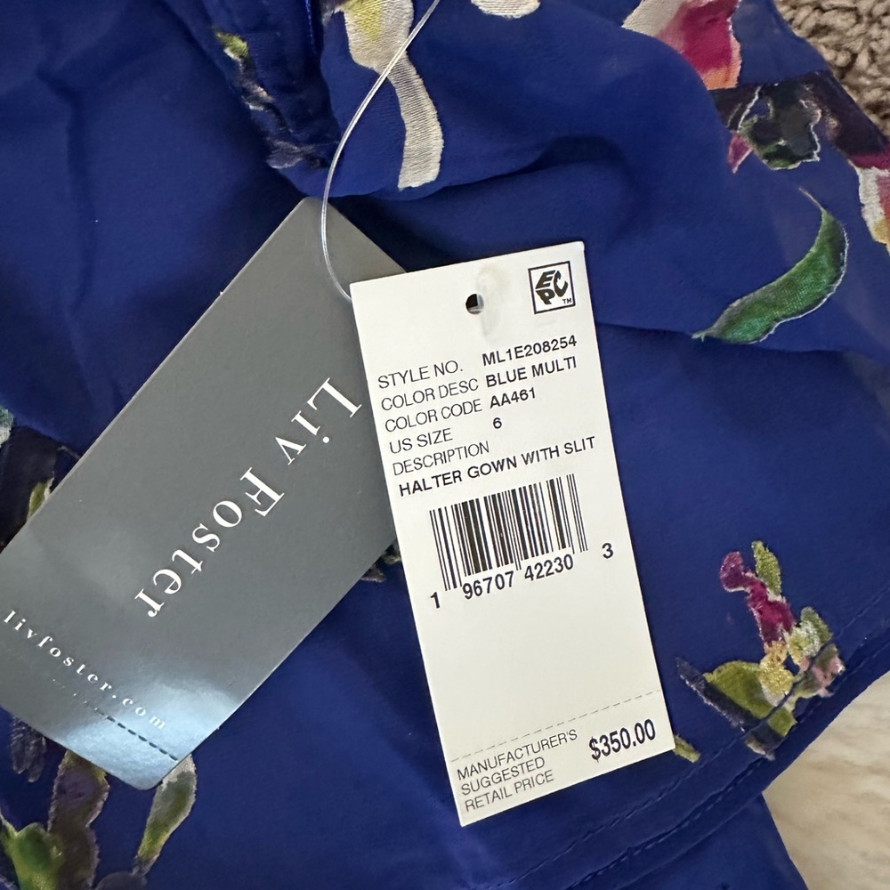NWT Liv Foster Floral Halter Column Gown Size 6 $350 - Picture 7 of 8